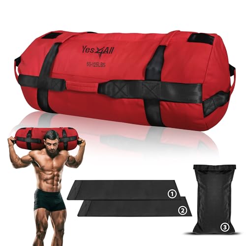 Yes4All ZT2X Saco de Arena, Rojo, 0 - 56 Kilogramos, Saco lastrado para entrenamiento de carrera, Saco de Arena para entrenamiento funcional, Crossfit, Fitness, Conditioning