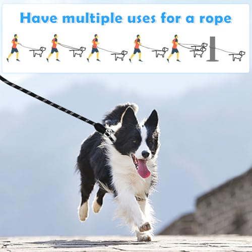 VGECEE Hundeleine für Große & Mittelgroße Hund (15-60kg) 3 M Doppelleine Verstellbare Schleppleine mit 3 Karabiner Reflektierende Freihandleine Führleine Umhängeleine Hund 200kg Zugkraft