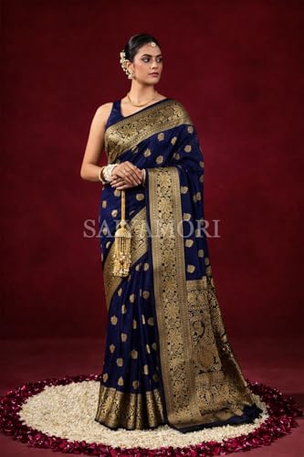 Image of Women's Soft Silk Style Jacquard Saree with Rich Zari Woven Border & Pallu | 5.6 Mtr Saree with 0.8 Mtr Unstitched Blouse
