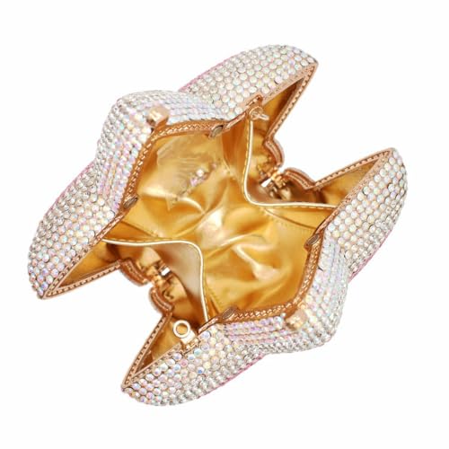 Image of Women Rhinestone Star Shape Clutch Purse Unique Crystal Evening Bag Luxury Chain Handbag for Wedding Cocktail Party | Rhinestone