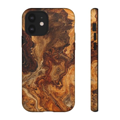 Coque rigide brillante compatible avec iPhone 12 Marron ultra résistante aux rayures