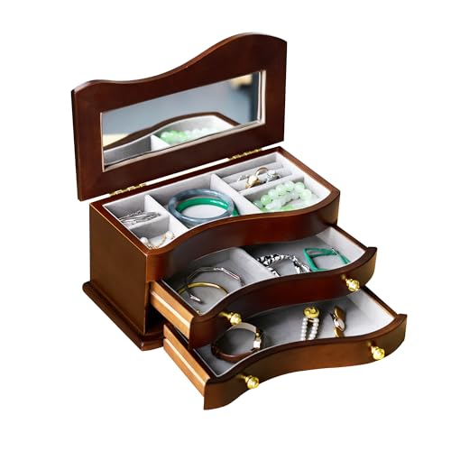 Image of Wooden Solid Wood Jewelry Box Piano Type | Multi Functional Jewelry Storage Box | Home Decor | Jewelry Box | Girlfriend Mother Wife Gift