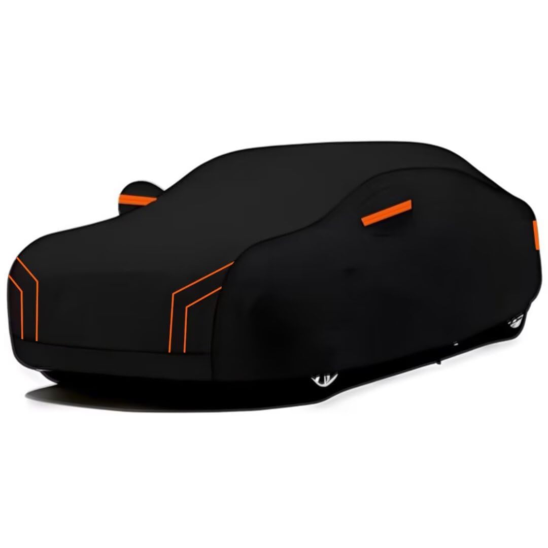 genérico Funda Coche Exterior Compatible con Renault Arkana 2018-2025,Funda para Coche Exterior Resistente a la Lluvia, al Polvo y al Sol con Puerta con Cremallera(Black Orange)