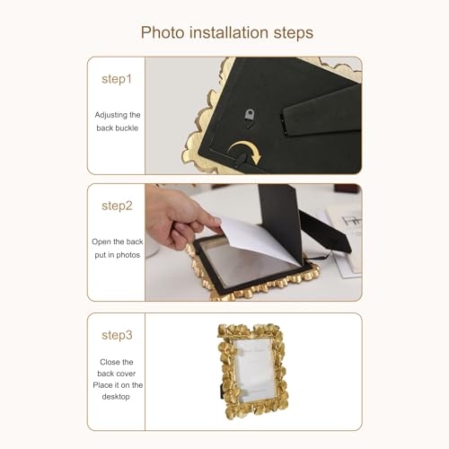 Image of 4x6 Vintage Picture Frames, Gold Photo Frame for Table Top Display and Wall Hanging Home Decor