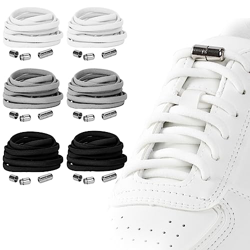 Owelth Cordones Elasticos sin Atar con Hebilla, Cordones Elasticos Niños Adultos de Poliéster, Cordones Blancos Universales sin Nudo para Converse Altas Zapatillas