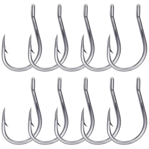 KANAMA Saltwater Fishing Hooks Ultra Rust-Resistant Coating 5X Strong High-Carbon Steel Tuna/Catfish Hooks Hand-Ground Point | Forged Shank Pike Trout Salmon Grouper and Bass