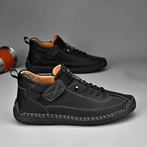 Beelovy Men EaseStep Orthopedic Adjustable Leather Sneakers – Soft Comfort Slip‑On Loafers with Arch Support for Wide Feet2