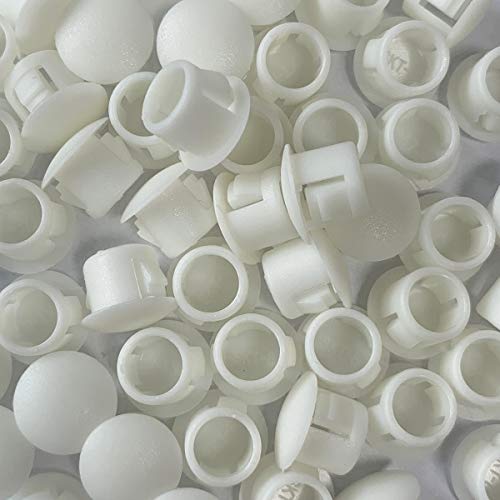 YEJI 100PCS 5/16", 8mm, 0.31in Panel Plugs Hole Plugs (Mounting Hole: 7.8-8.0mm), Plastic Flush Type Hole Plugs, Home Furniture Fastener, Plastic Pipe Choke Plug, White Color