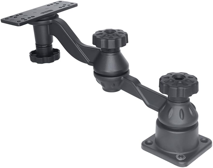 Strg Kayak Fish Finder Mount, Aluminium 11.4" Arm Fish Finder Swing Mount Boat Marine Electronics Mounts with Rectangular Plate Compatible with Garmin Lowrance Humminbird and More Depth Finder