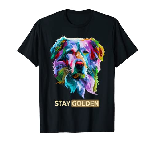 Pop Art Golden Retriever Perro Stay Golden Funny Camiseta