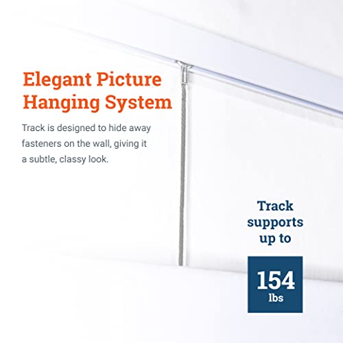 Image of PHS Professional Picture Rail Hanging System | 79-Inch Gallery Rail with TR100 Track, Steel Cords & Hooks | Art Hanging System for Home & Office - 3 Pack