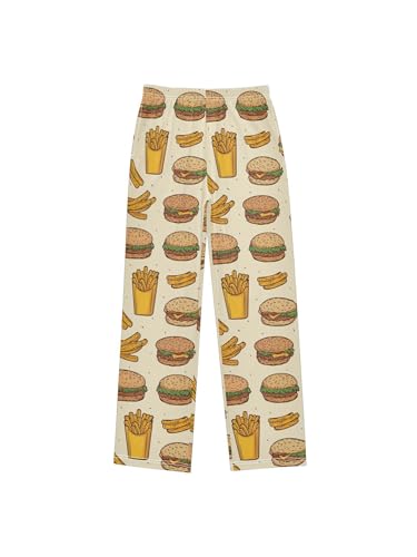 ZZKKO Fast Food and French Fries Hamburger Boys Pants for Kids Jogger Pants with Pockets S