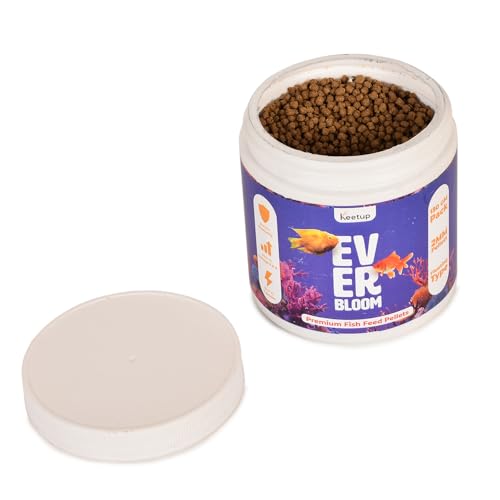 Image of EverBloom Premium Fish Food Pellets (2MM) Fortified with BSFL Protein, Omega 3 & 6, Calcium & Immunity Boosters | No Artificial Colours | Floating Pellets for All Aquarium Fish (150g)