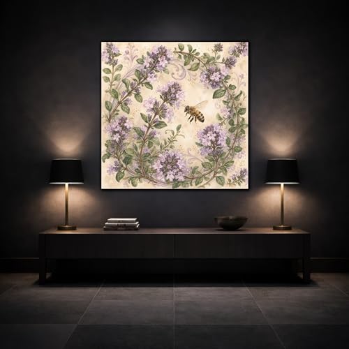 Sublimer un mur vide avec ce tableau abeille déco violette 25cm