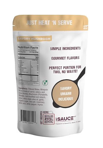 Le Sauce & Co. Savory Mushroom Gourmet Gravy (2-pack), Two Serving Size, Gluten Free Gravy Mix, Vegetarian Mushroom Broth, Perfect for Risotto, Wild Rice, Chicken, Steak Seasoning, Pork Tenderloin, Quiche, Mixed Vegetables, Mashed Potatoes and Stuffing
