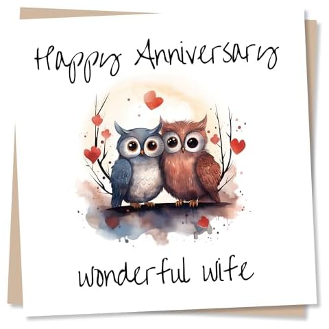Happy Anniversary Card for Wife - Owl Design Cover