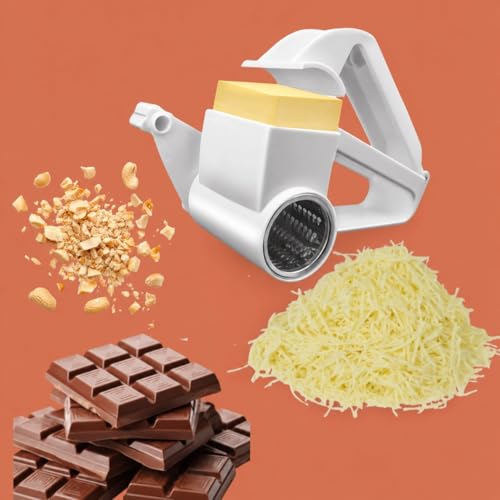 Rallador manual giratorio con tambor acero inoxidable blanco miniatura 3