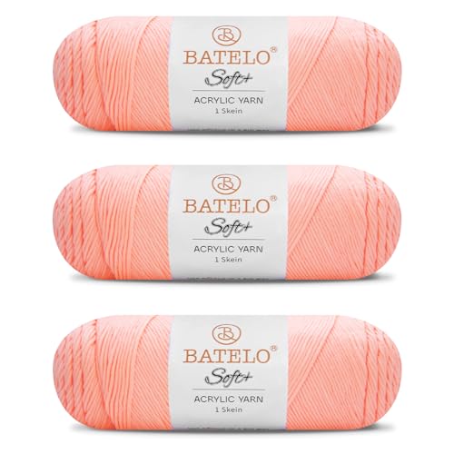 Image of Soft Peach Pink Yarn 1008 Yards - 3 Pack Acrylic Yarn of 200g /7.5oz - 4 Medium (Worsted) - Crocheting, Knitting, Amigurumi, Craft