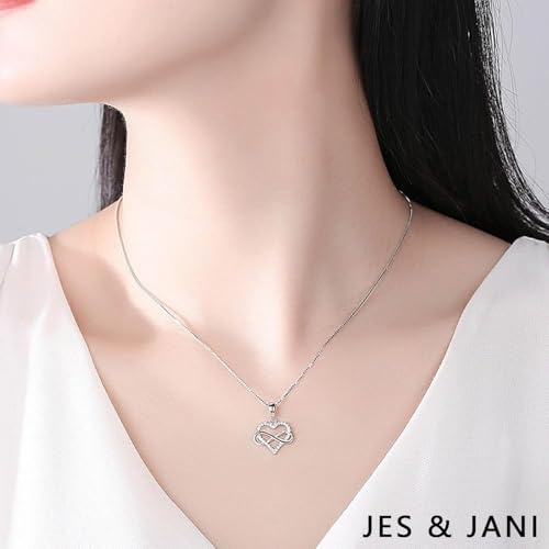 JES & JANI Infinity Heart Necklace for Women, Love Heart Pendant with Cubic Zirconia and Infinity Necklace, 925 Sterling Silver Heart Necklace for Girlfriend4