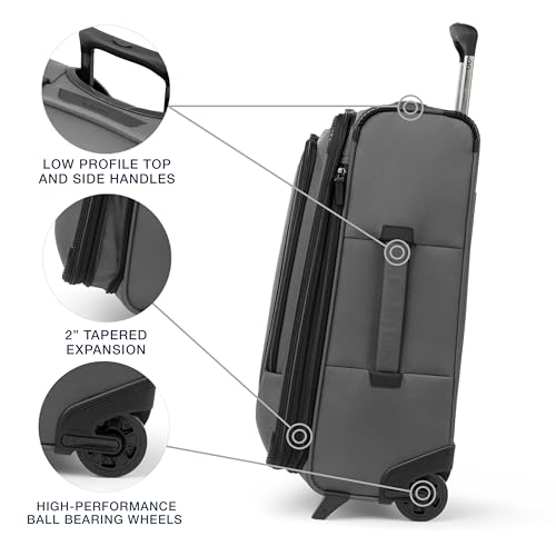 Image of Travelpro Crew Classic Softside Carry-On Luggage, Grey, 22-Inch | Lightweight & Expandable 2-Wheel Upright Rollaboard With Multiple Pockets & Organization, Men & Women