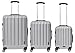 Produktbild Packenger Kofferset - Velvet - 3-teilig (M, L & XL), Silber, 4 Rollen, Koffer mit TSA- Schloss und Erweiterungsfach, Hartschalenkoffer (ABS)