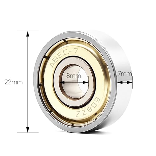 Jyvex 24 Stück 608 Kugellager, 608ZZ Kugellager 8x22x7mm Metall Double Shielded Miniatur Rillenkugellager, Lager für Skateboards, Inline Skates, Roller