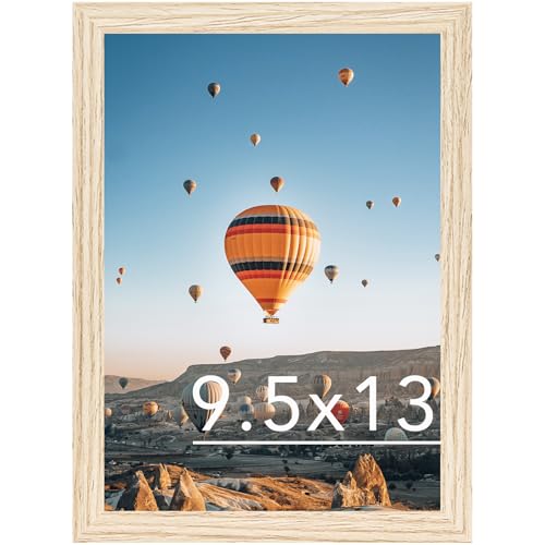 Image of JCJMY 9.5x13 Picture Frame Natural for Wall Hanging, Wall Mounting Horizontally or Vertically, 9.5 x 13 Wall Gallery Poster Photo Frame with Shatter Resistant Plexiglass, Natural