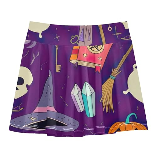 Witchcraft Theme Magical Purple Girls' Shorts Athletic Skorts Toddlers Tennis Skirts Pink Cute Flowy Skort 3t2