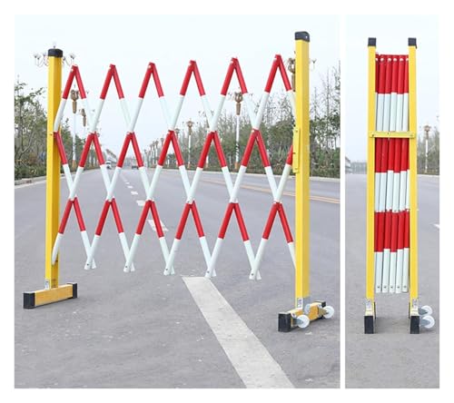 Barrera de tráfico plegable retráctil con ruedas, puerta de seguridad móvil expandible, sistema de barrera portátil industrial, control de acceso flexible a la entrada, fácil configuración y