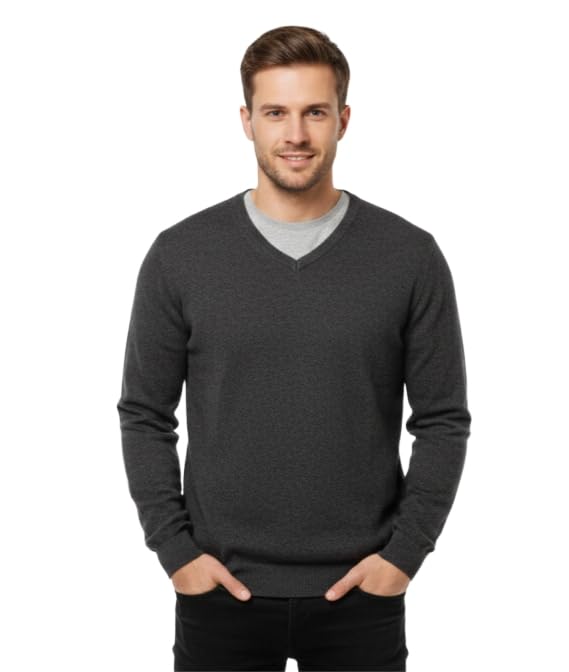 Men's Crew Neck Sweater, Navy Blue, Chunky Knit, Long Sleeve Pullover-picture-18