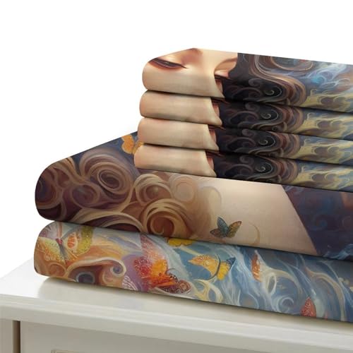 Housse de couette imprimé 3D fleurs de papillon parure de lit 3 pcs - 7