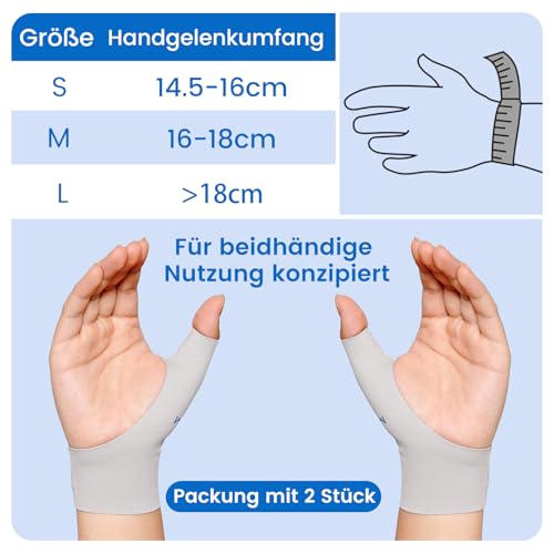 Willcom Elastische Daumen Handgelenkschiene Kompressionshülse für Damen & Herren - 2 Stücke Weiches Gewebe Daumen Handschuh Auskleidung für Leichte Arthritis Schmerzlinderung Protektor(S)