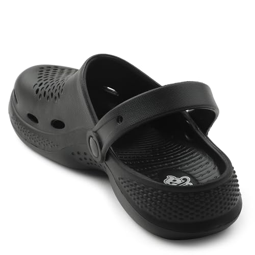 Image of Liberty A-HA GMF-02E Clogs for Men, Black & Grey | Casual Slip-On Slingback Clog for Walking & Outdoor Use | Solid Pattern, Trendy Stylish Fashionable Sandals with Lightweight