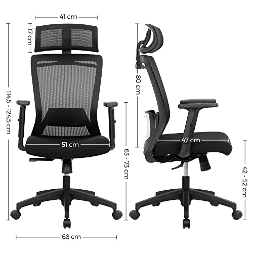 SONGMICS Poltrona da Ufficio in Tela, Sedia