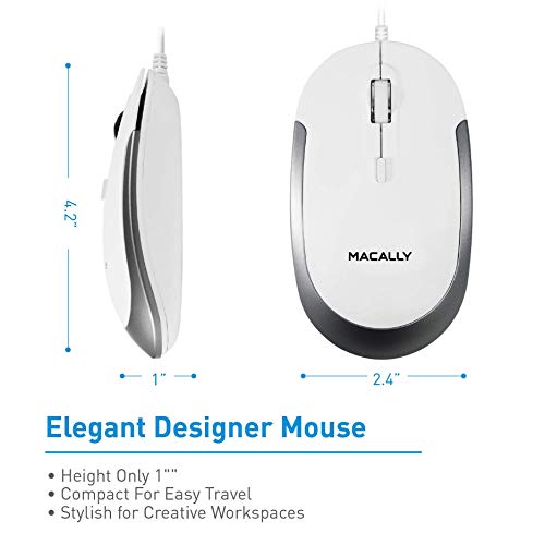 Macally USB C Wired Mouse and an Adjustable Vertical Laptop Stand, Bring Elegance to Your Workspace