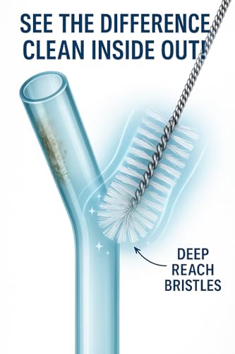 Image of 3 Drinking Straw Cleaning Brush Long - Bristle Cleaner for Stainless Steel Drink Straws Heavy Duty Brushes for Washing Glass Silicone Metal Straws Tea Pot Spout Mini Micro Bottle