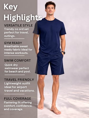 Image of Swimming Costume for Man | Co Ords for Men | Swim Suit for Men - Lightweight Quick Dry Beach & Gym Set Built to Water & Training