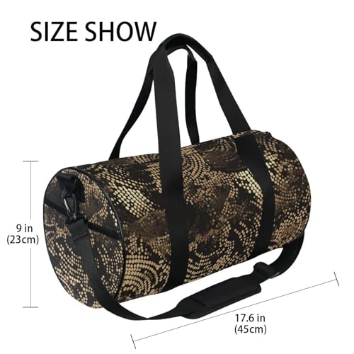 Black and Gold Irregular Pattern Oversized Travel Duffel Bag Gym Carry on Duffel Bags Sports Foldable4