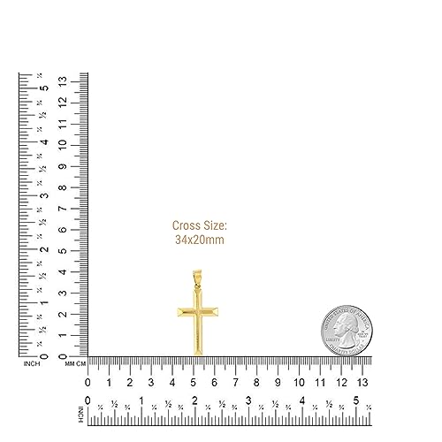 JEWELHEART 14K Real Gold Cross Pendant For Men - Classic Beveled Edge Cross Pendant Charm - Religious 14K White Gold Yellow Gold Jewelry For Women4