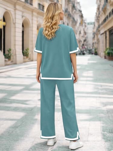 Image of TYSORT Women Casual Summer co ords Set Track Suit Oversized Top Baggy Pant,Top and Pajama Set