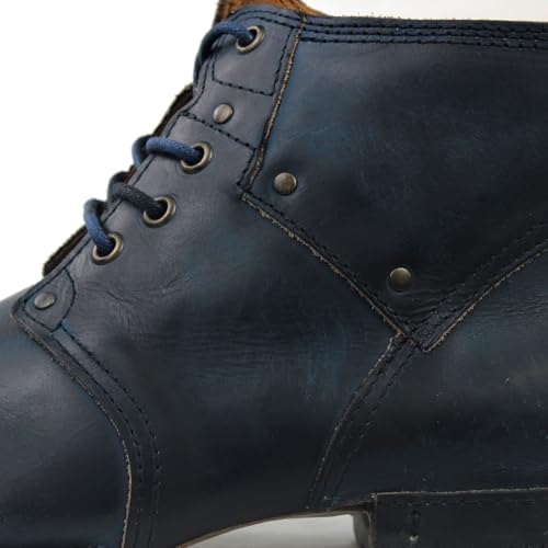 Image of OSSTONE Moto Boots for Men Fashion lace-up Leather Chukka Boots Casual Shoes OS-6015-2-retro-brown-US-R