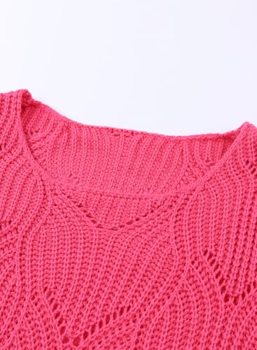 Image of Dokotoo Womens Sweaters 2026 Crewneck Cute Elegant Soft Long Sleeve Hollow Cable Knit Pullover Tops