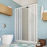 Box Doccia PVC 1 Lato Apertura Centrale 120 cm, Pannello Acrilico Fantasia Goccia, Doppia Anta Scorrevole con Rotelle in Nylon, Chiusura Magnetica