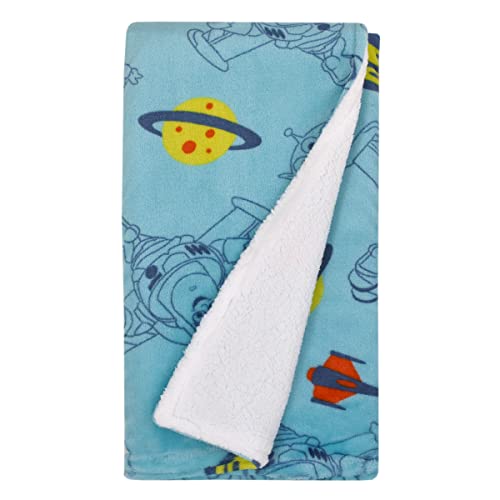 Image of Disney Toy Story Aqua, Lime and Orange Buzz Lightyear Super Soft Sherpa Baby Blanket