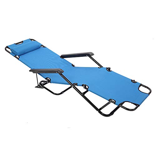 Volowoo Outdoor Folding Chaise Lounge Chair, Adjustable Portable Lightweight Reclining Garden Sun Lounger Camping Bed For Patio, Deck, And Poolside (Blue) #TOP5