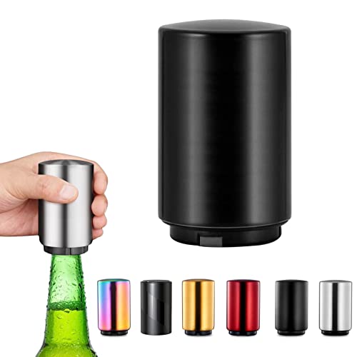 Push Down Flaschenöffner Magnetischer,Automatischer Edelstahl Bierflaschenöffner mit Magnet,Zum Öffnen von Kronkorken-Flaschen Kappenfänger,Biergeschenke für Männer Vatertag,Küchenzubehör Kapselheber Cover