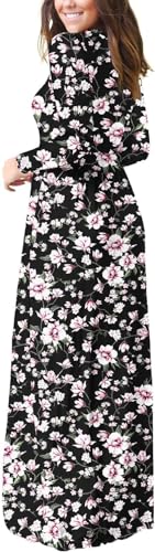 Image of DEARCASE Women's Maxi Dress Long Sleeve Crewneck Empire Waist Long Dresses