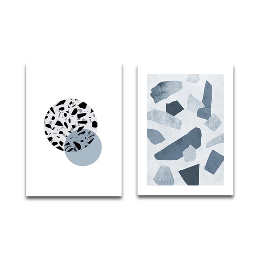 Wuhbcz Multicolored Pictures,Abstract Geometric Poster Nordic Wall Art Canvas Painting Minimalist Living Room Blue Picture Bedroom Office Home Decoration Artwork-40 * 60Cm*2Pcs (No Frame)