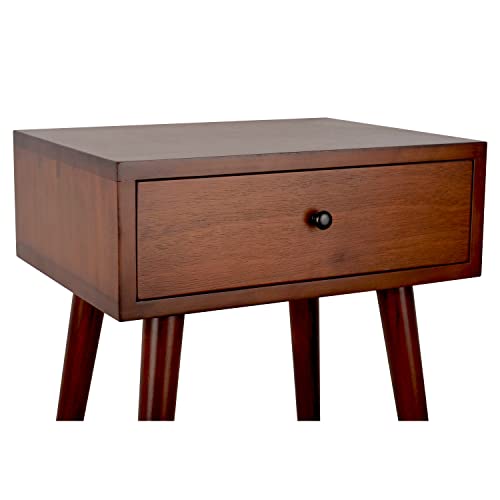 Decor Therapy Mid Century 1-Drawer Wood Side Table, Light Walnut #TOP5