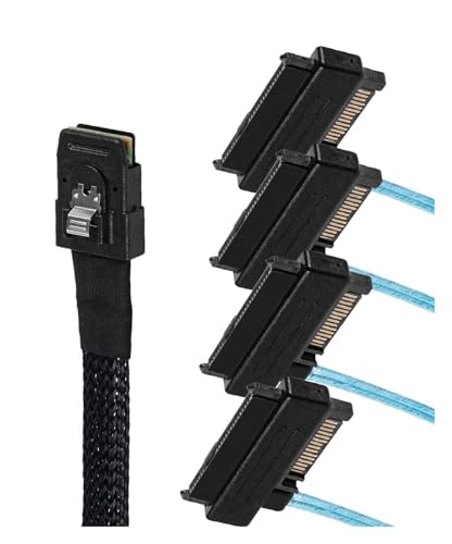 Cable S/A/S 36 Pin SFF8087 a 4 S/A/S 29 Pin SFF8482 con SATA 15 Pin 0.5 m miniatura 4